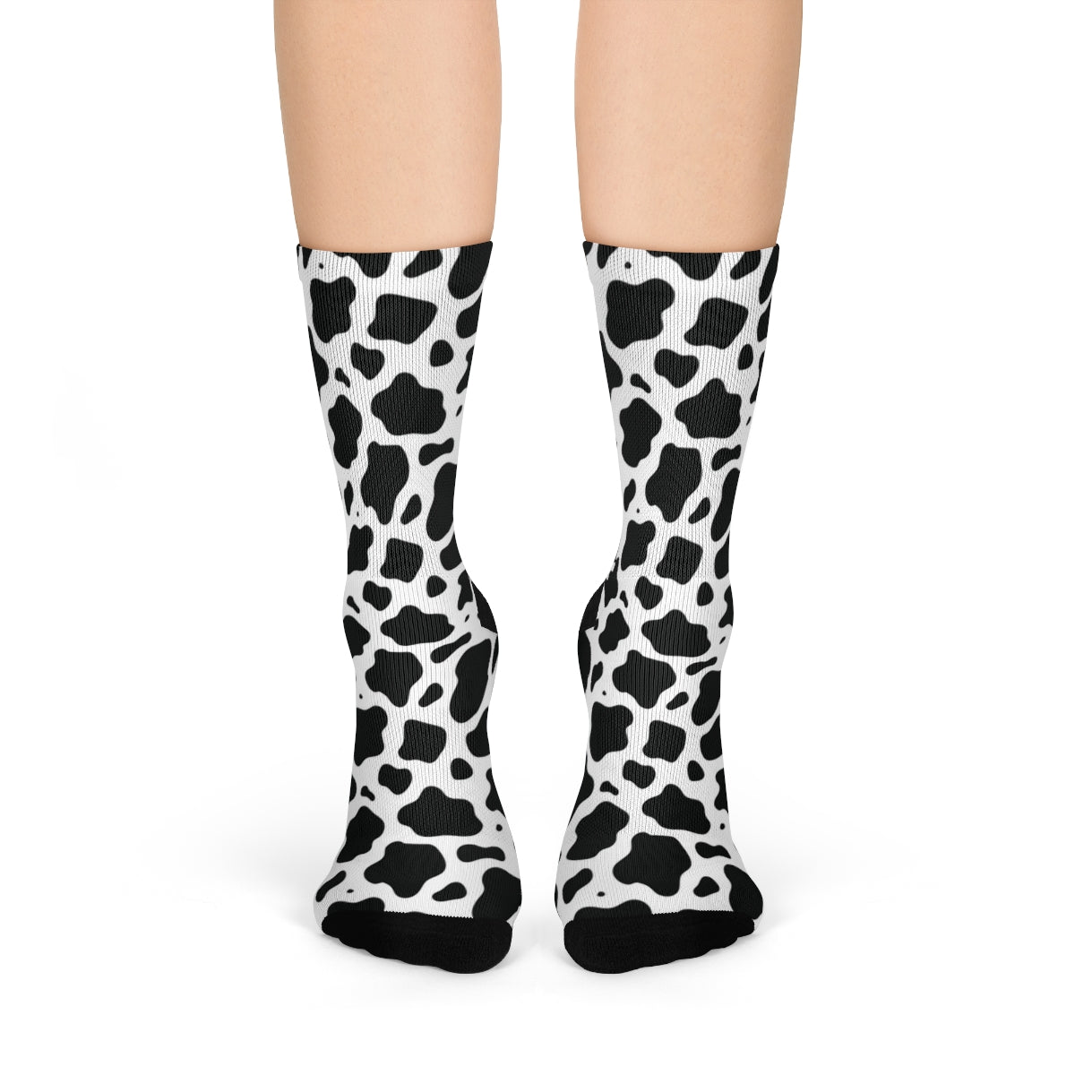 Cow Print Socks, Black White Crew 3D Sublimation Women Men Designer Fun Novelty Cool Funky Crazy Casual Unique Gift Starcove Fashion