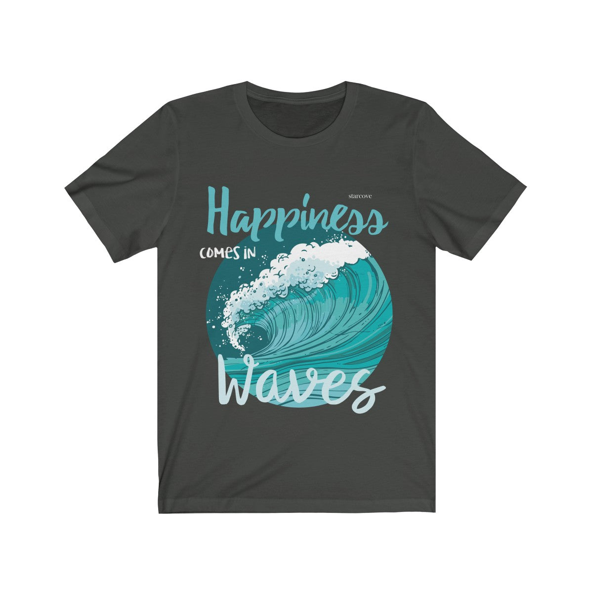 Happiness Comes In Waves Shirt, Art Motivational Positive Quote Funny Ocean Sea Summer Vacation Beach Lover Women Men Tshirt Top Gift Starcove Fashion