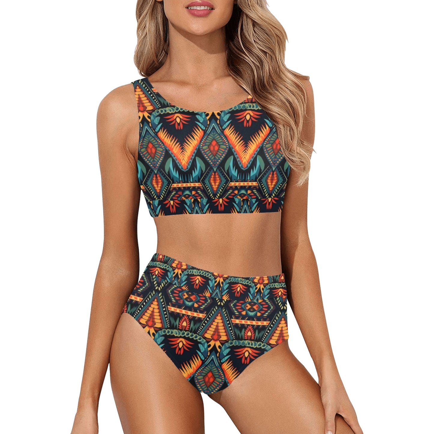 Boho Tribal Bikini Sports Bikini Set, Bohemian Aztec High Waisted Cheeky Bottom Crop Halter Top 90s Sexy Swimsuits Women Padded Swimwear S Boho Tribal Bikini Sports Bikini Set, Bohemian Aztec High Waisted Cheeky Bottom Crop Halter Top 90s Sexy Swimsuits Women Padded Swimwear S