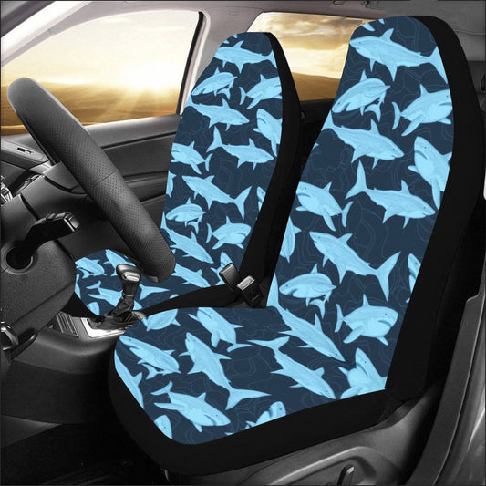 Shark Car Seat Covers 2 pc, Fish Vintage Sea Ocean Pattern Front Seat Covers Car Vehicle SUV Seat Protector Accessory