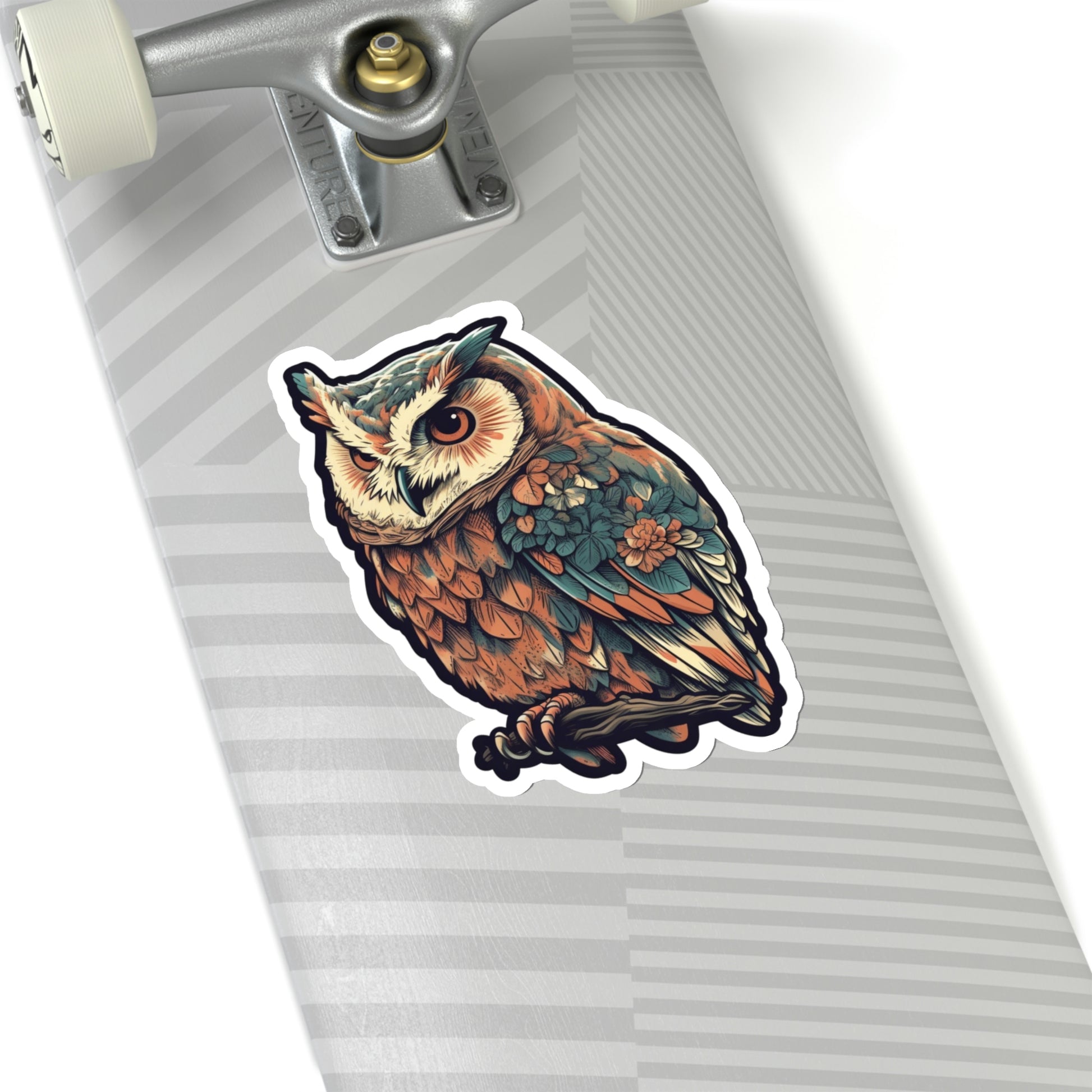 Owl Sticker, Floral Feathers Bird Laptop Decal Vinyl Cute Waterbottle Tumbler Car Waterproof Bumper Aesthetic Die Cut Wall Mural Starcove Fashion