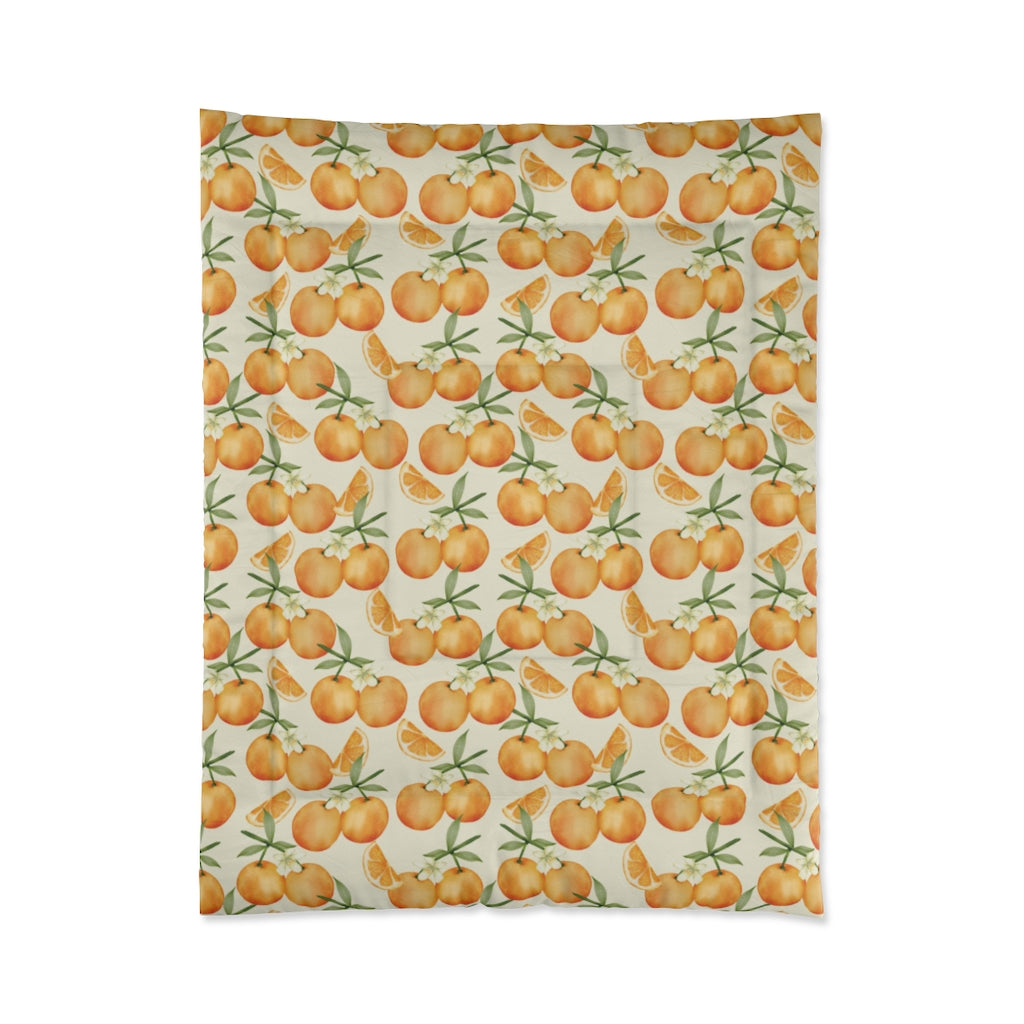 Oranges Bed Comforter, Fruit King Queen Twin Single Full Size Cool Luxury Quilted Blanket Bedding Decor Bedroom Starcove Fashion