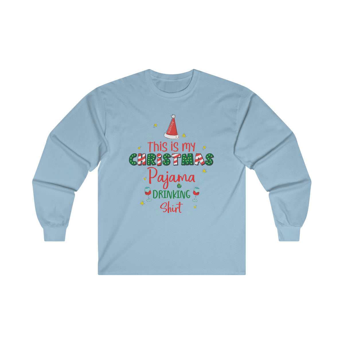 This is My Christmas Pajama Drinking Shirt, Funny Family Xmas Party Ugly Wine Eve St Nicolas Men Women Long Sleeve Top Gift Starcove Fashion