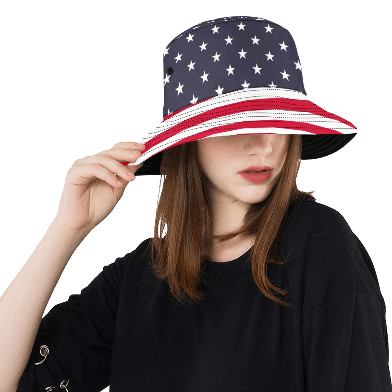 American Flag Bucket Hat, Red White Blue 4th of July Golf Cool USA Patriotic Stars Stripes Summer Festival Women Men Designer Sun Shade Starcove Fashion