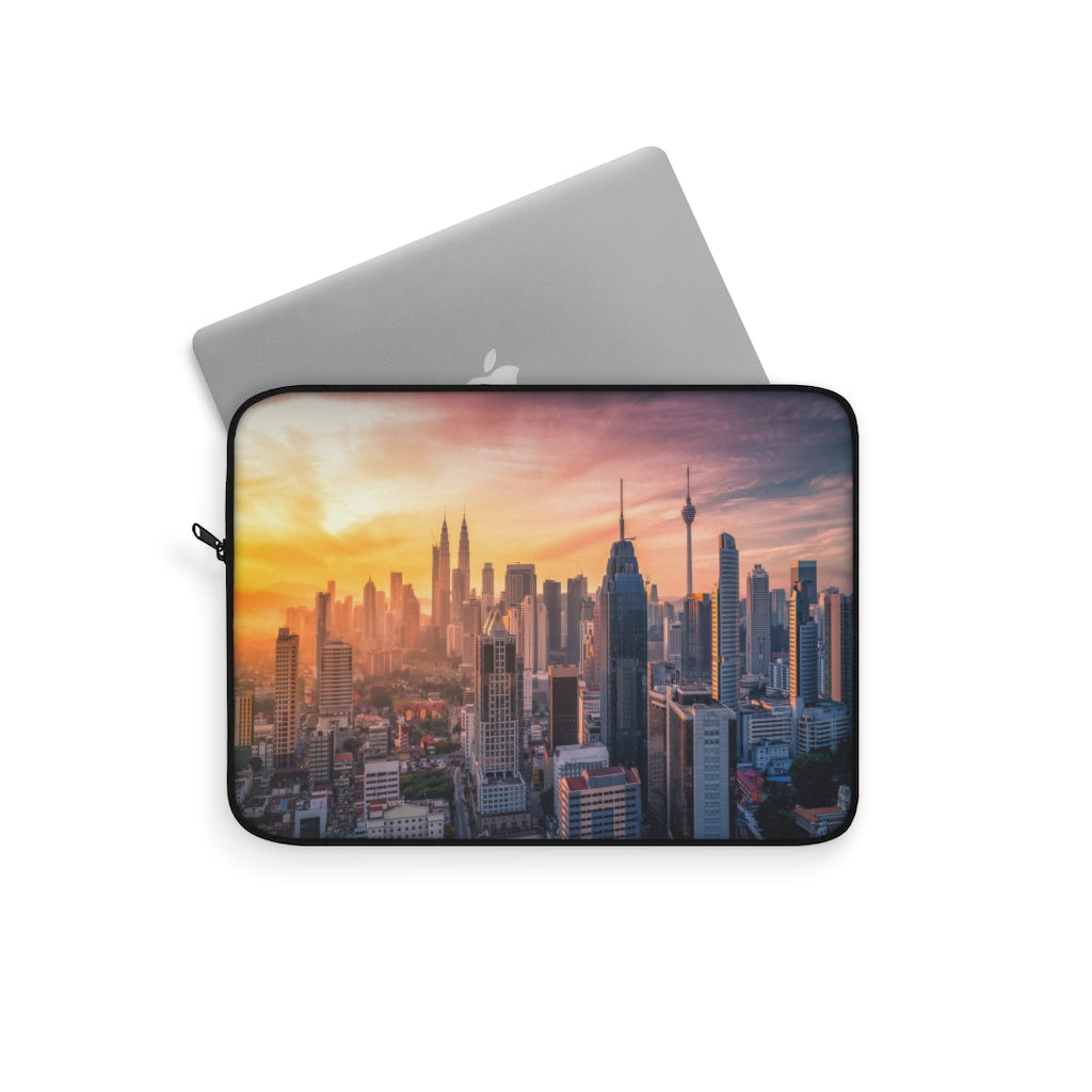 City Skyline Laptop Sleeve Case, Sunset Computer MacBook Pro 12 13 Air 15 inch Tablet Canvas Skin Bag Zipper Cover Starcove Fashion