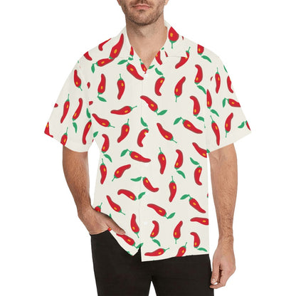 Hot Chili Pepper Men Hawaiian shirt, Button Up Cool Funny Jalapeno Print Vintage Retro Summer Vacation Tropical Hawaii Aloha Plus Size Starcove Fashion