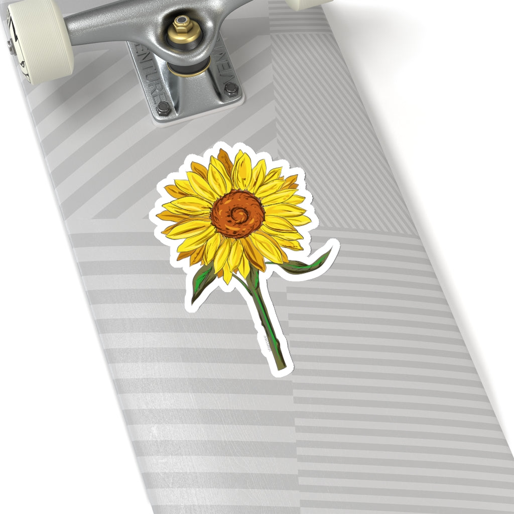 Sunflower with Stem Decal, Yellow Flower Floral Laptop Decal Vinyl Cute Waterbottle Tumbler Car Bumper Aesthetic Die Cut Wall Mural Starcove Fashion