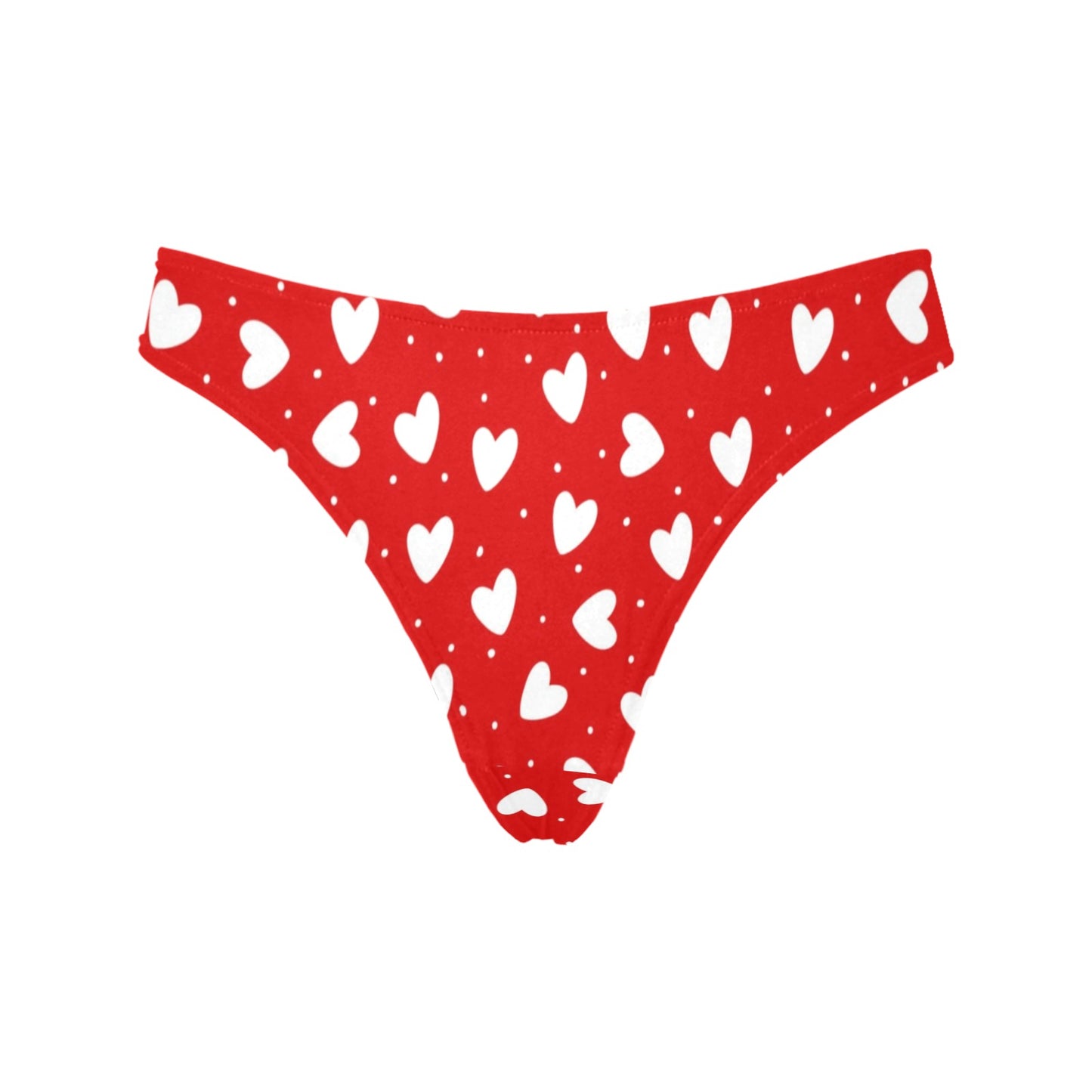 Red Hearts Women Thongs, High-cut Briefs Panties Cheeky Underwear Undies Valentines Day Sexy Bride Bridal Knickers Ladies