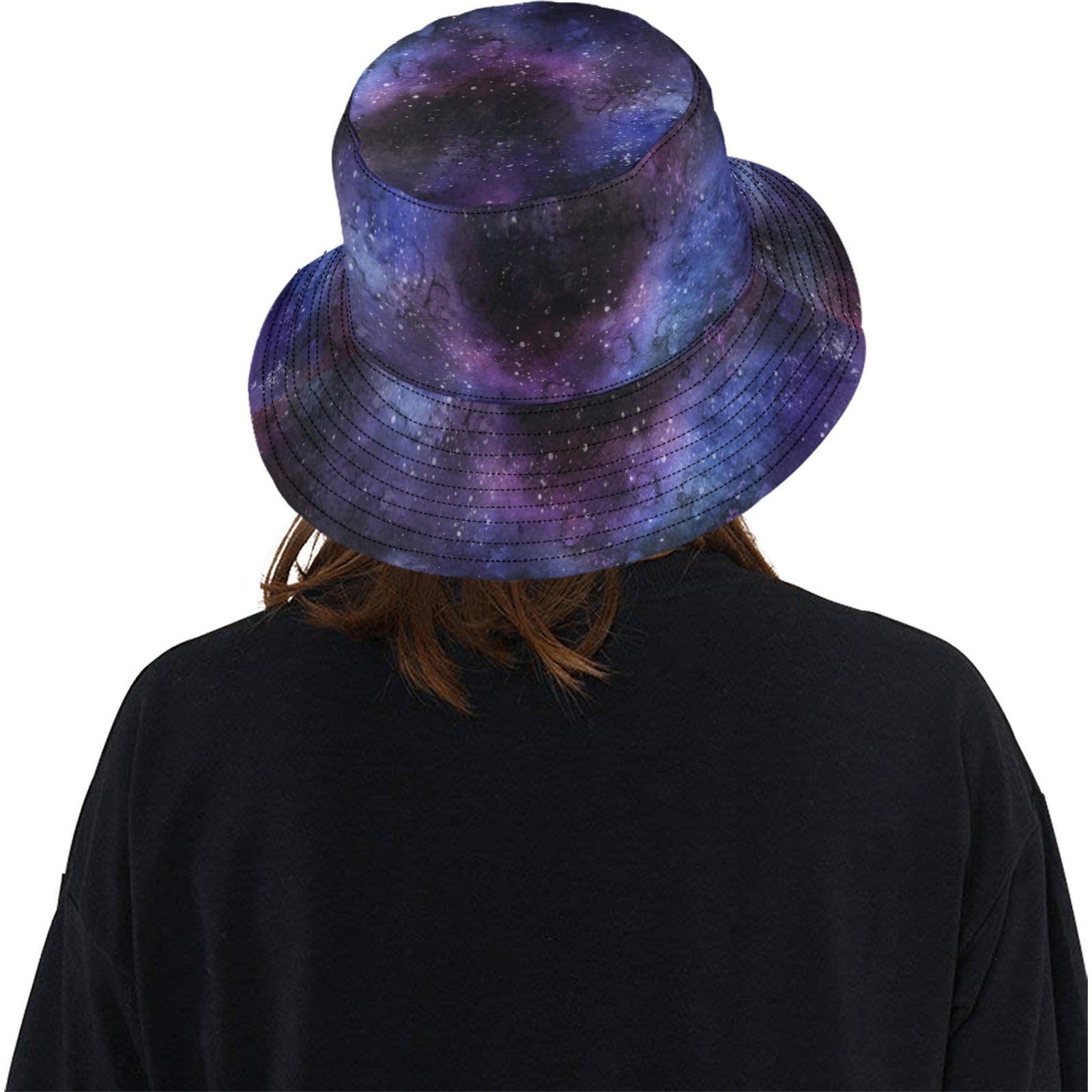 Galaxy Bucket Hat, Purple Space Stars Cosmic Retro Vintage Summer Festival Cute Women Men Adults Designer Beach Sun Shade Y2K Cotton Twill Starcove Fashion