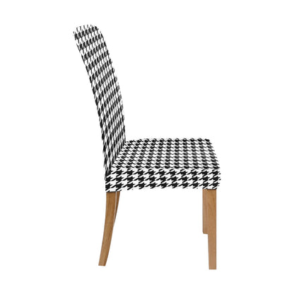 Houndstooth Dining Chair Seat Covers, Black White Pattern Stretch Slipcover Furniture Dining Room Party Banquet Home Decor