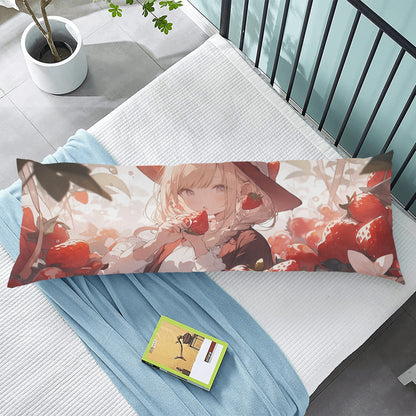 Anime Girl Body Pillow Case, Cute Strawberry Kawaii Kittens Long