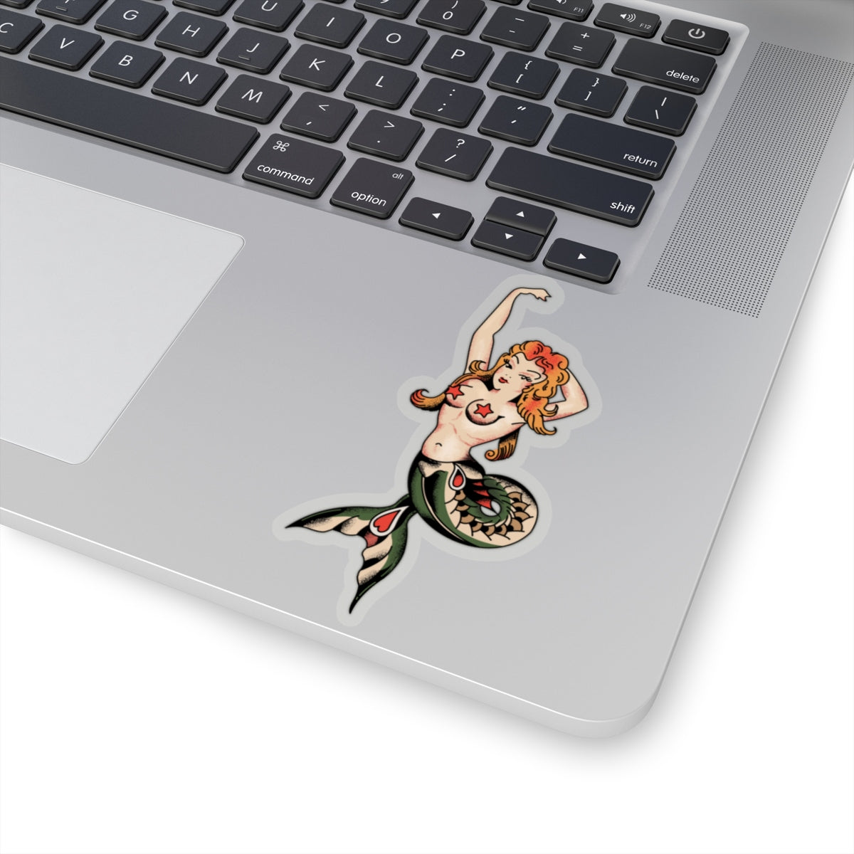 Mermaid tattoo sticker, vinyl Art Print Tumbler Wall decal, Nautical laptop Clear Bumper Car Kiss-Cut Stickers Starcove Fashion