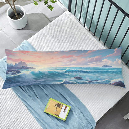 Ocean Body Pillow Case, Sunset Sea Beach Long Full Large Bed Cute Accent Print Throw Decor Decorative Cover 20x54 Satin Starcove Fashion