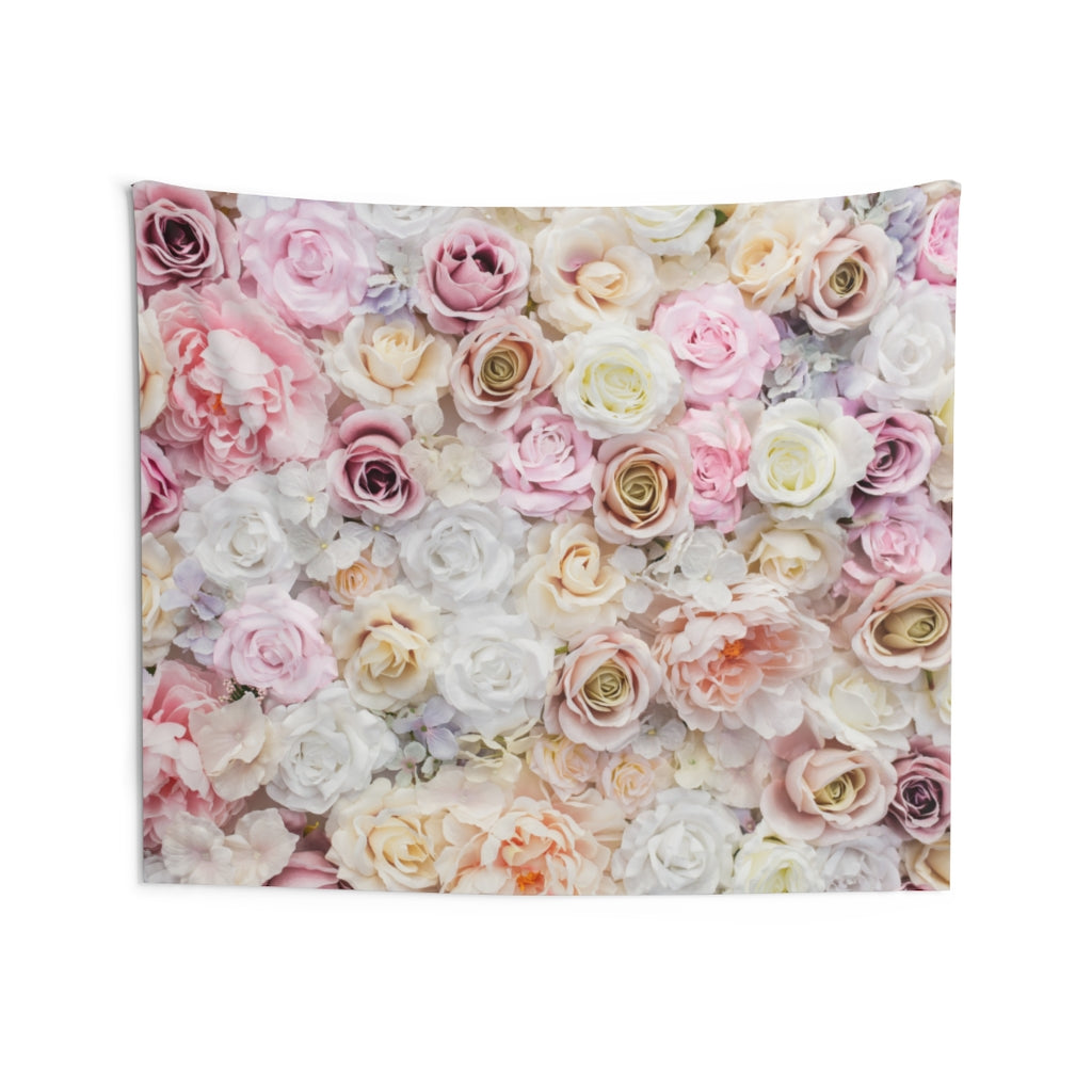White Pink Roses Wall Tapestry, Floral Romantic Bridal Landscape Indoor Wall Art Hanging Tapestries Large Small Decor Home Dorm Room Gift Starcove Fashion