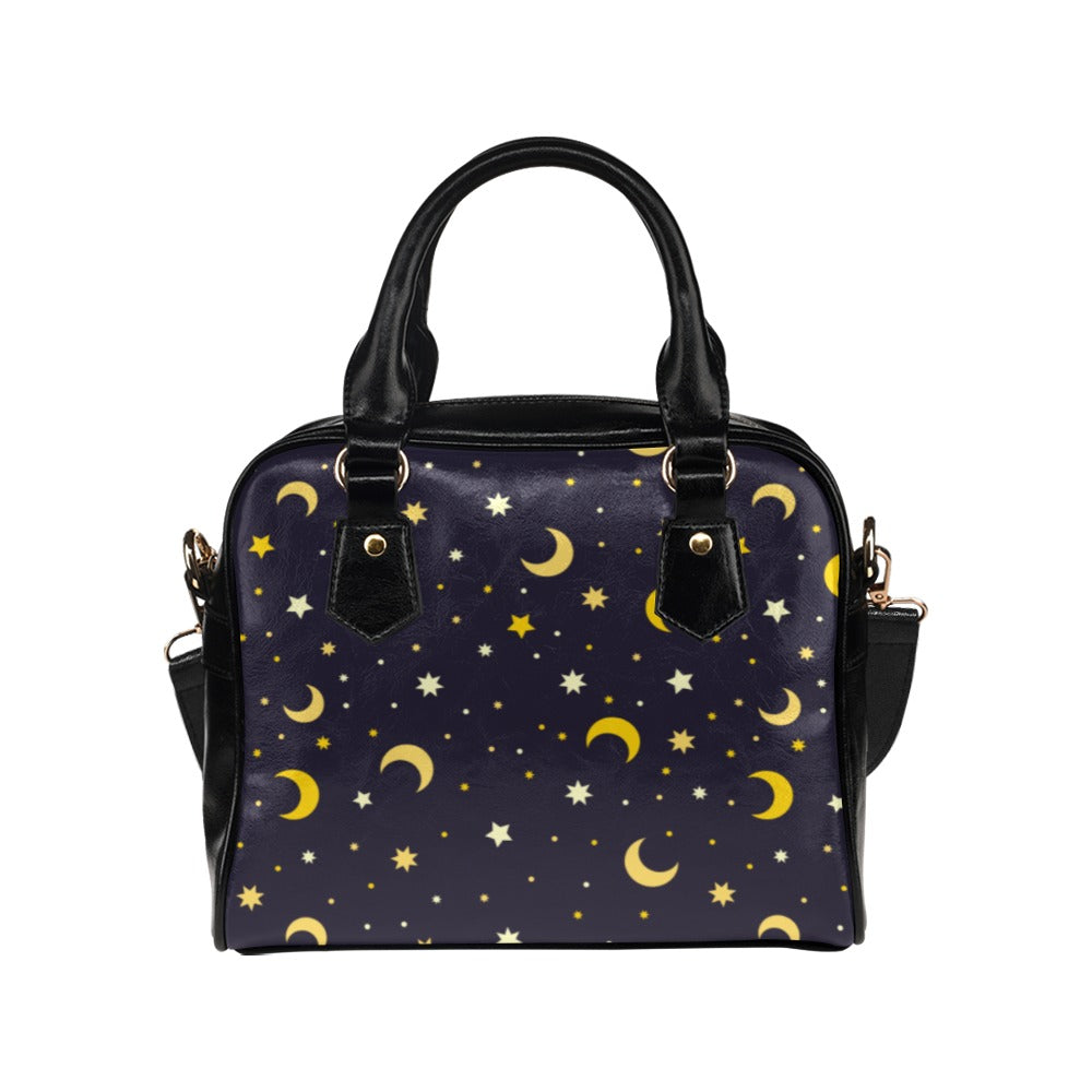 Moon and Stars Purse, Space Celestial Pattern Cute Small Shoulder Zip Bag High Grade PU Leather Women Designer Handbag Starcove Fashion