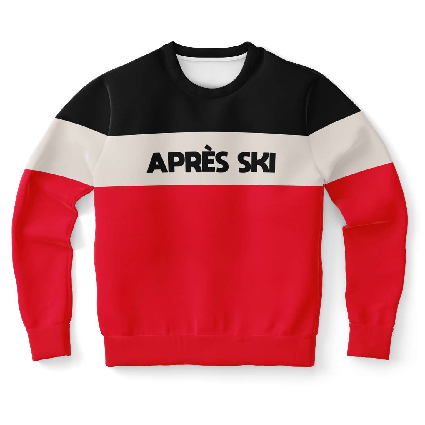 Apres Ski Sweatshirt, Women Men Black Red Color Block Skiing Skier Snow 90s Vintage Retro Cotton Winter Holiday Mountain Sweater Starcove Fashion