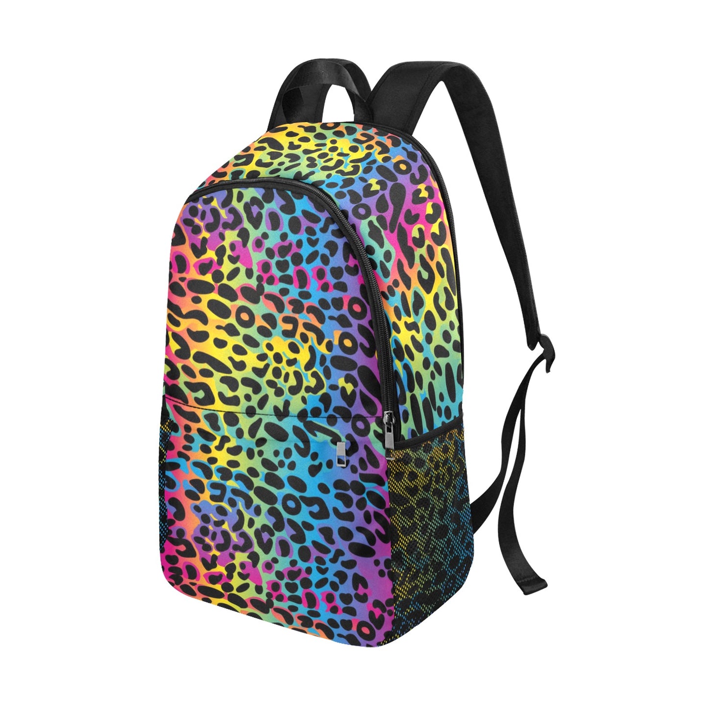 Rainbow Leopard Backpack, Cheetah Animal Print Men Women Kids Gift Him Her School College Waterproof Side Mesh Pockets Aesthetic Bag Starcove Fashion