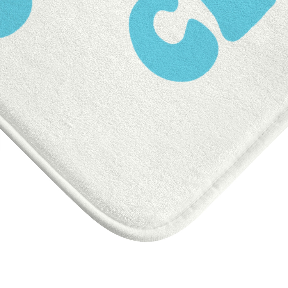 Squeaky Clean Bath Mat, Funny Turquoise Blue Non Slip Memory Foam Mat