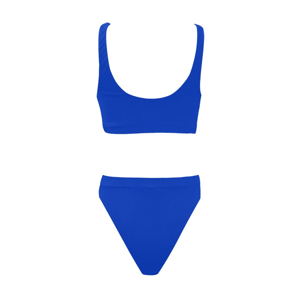 Royal Blue Bikini Set, High Waisted Solid Color Sexy Sport Top 90s Bikini Cheeky Bottom Swimsuit Swimwear Bathing Suit Two Piece Starcove Fashion