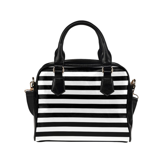 Striped Purse, Black and White Stripes Print Small Mini Shoulder Bag Vegan Leather Women Ladies Designer Crossbody Top Handle Handbag