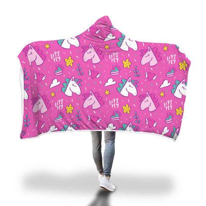 Pink Unicorn Hooded Fleece Blanket with Soft Cozy Fluffy Sherpa Interior, Adult Kids Wearable Cloak Wrap Winter Gift Starcove Fashion