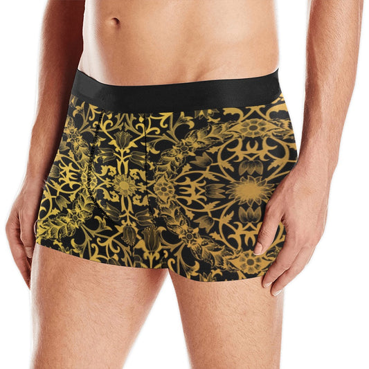 Baroque Men Boxer Briefs, Steampunk Gold Comfortable for Him Print Underwear Pouch Sexy Boyfriend Plus Size Gift Male Honeymoon Birthday