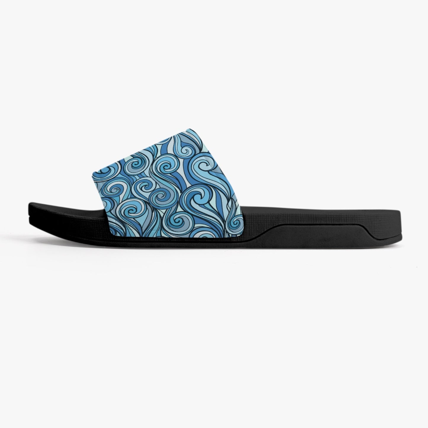 Groovy Waves Slides Sandals, Men Women Blue Ocean Black Designer Shoe Flat Wedge Slippers Casual Flip Flops Slip On Starcove Fashion