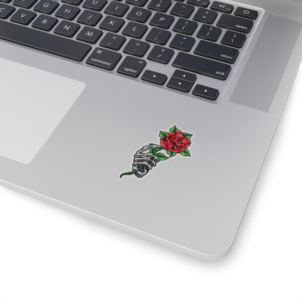 Skeleton Red Rose Sticker, Hand Tattoo Transparent Cute Decal Label Phone Macbook Small Large Cool Art Computer Starcove Fashion