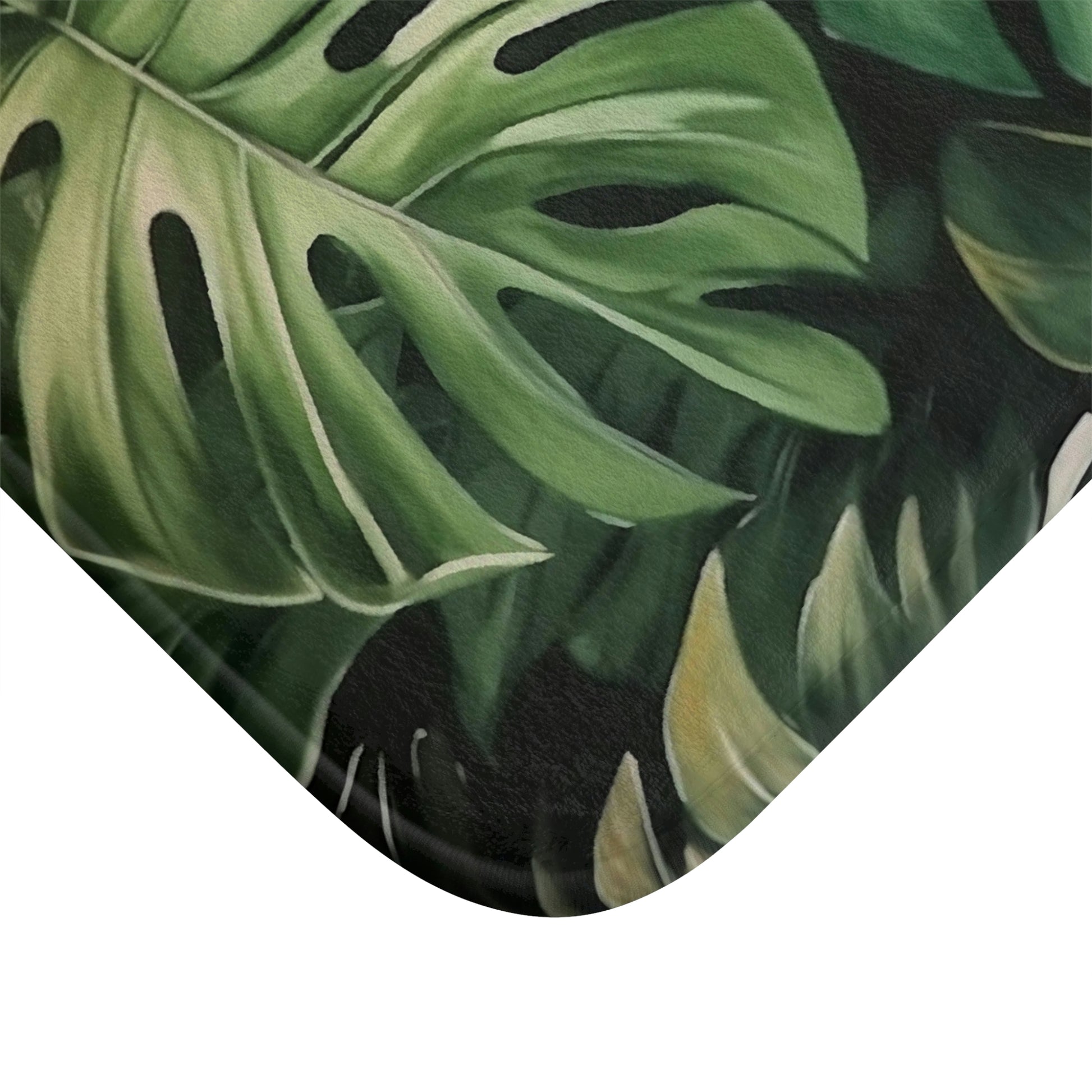 monstera leaf bath mat Monstera Leaves Bath Mat, Tropical Green Shower Bathroom Decor Non Slip Floor Memory Foam Microfiber Large Small Washable Rug 34" × 21"