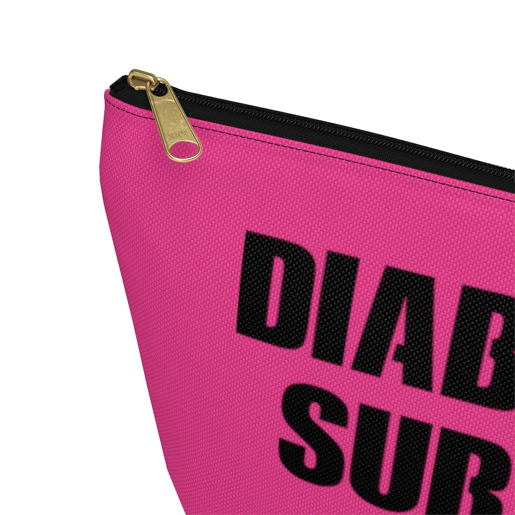 Diabadass Survival Kit Bag, Pink Diabetes Fun Diabetic Supply Cute Carrying Case Gift T1D Type 1 Accessory Zipper Pouch w T-bottom Starcove Fashion