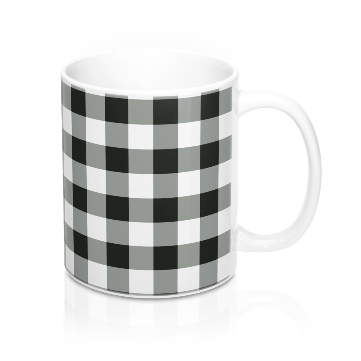 Buffalo Plaid Coffee Mug, Tea Lover Black and White Check Checkered Ceramic Holiday Christmas 11oz Cup Gift Starcove Fashion