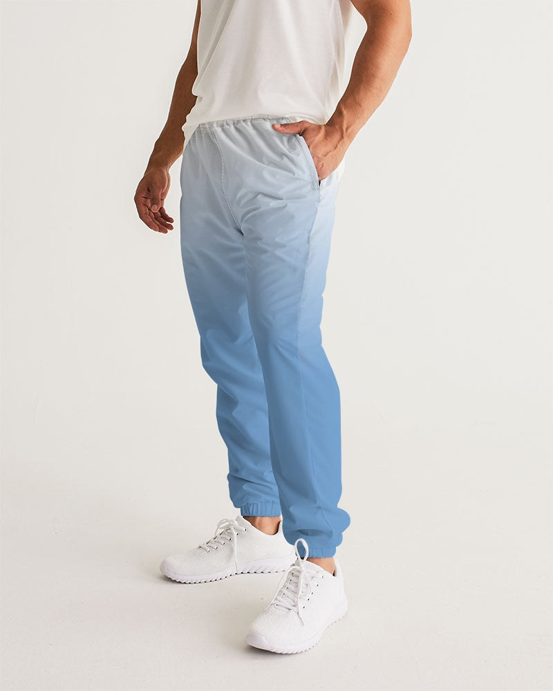 Blue White Ombre Men Track Pants, Tie Dye Gradient Zip Pockets Quick Dry Mesh Lining Lightweight Elastic Waist Windbreaker Joggers Bottoms
