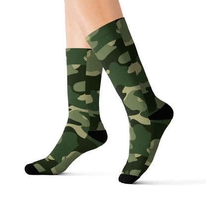 Camouflage Socks, Camo Army Green 3D Sublimation Socks Women Men Funny Fun Novelty Cool Funky Crazy Casual Cute Crew Unique Gift Starcove Fashion