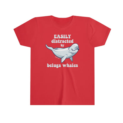 Beluga Whales Kids Tshirt, Easily Distracted by Beluga White Whale Funny Marine Animals Ocean Love Boys Girls Youth Shirt Gift Starcove Fashion