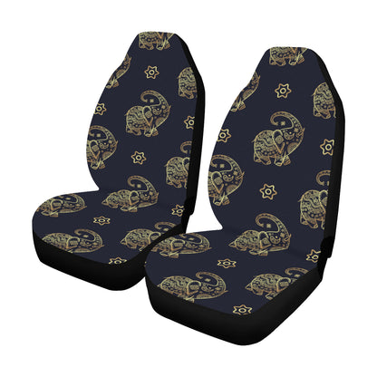 Elephant Car Seat Covers Set of 2pcs, Ethnic Boho Mandala Gold Seat Cover Cute Front Seat Covers, Car SUV Vans Seat Protector Accessory Starcove Fashion