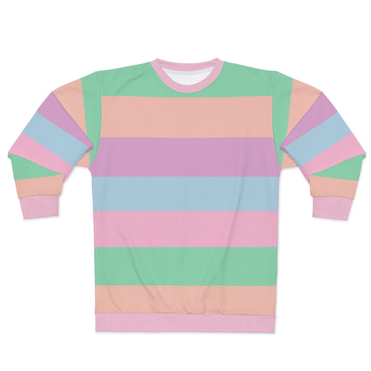 Pastel Striped Sweatshirt, Rainbow Kawaii Aesthetic Crewneck Fleece Cotton Sweater Jumper Pullover Men Women Top Starcove Fashion