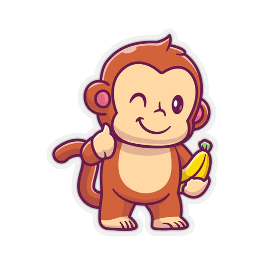 Monkey Sticker, Animal Banana Laptop Decal Vinyl Cute Waterbottle Tumbler Car Waterproof Bumper Aesthetic Die Cut Wall Mural Starcove Fashion