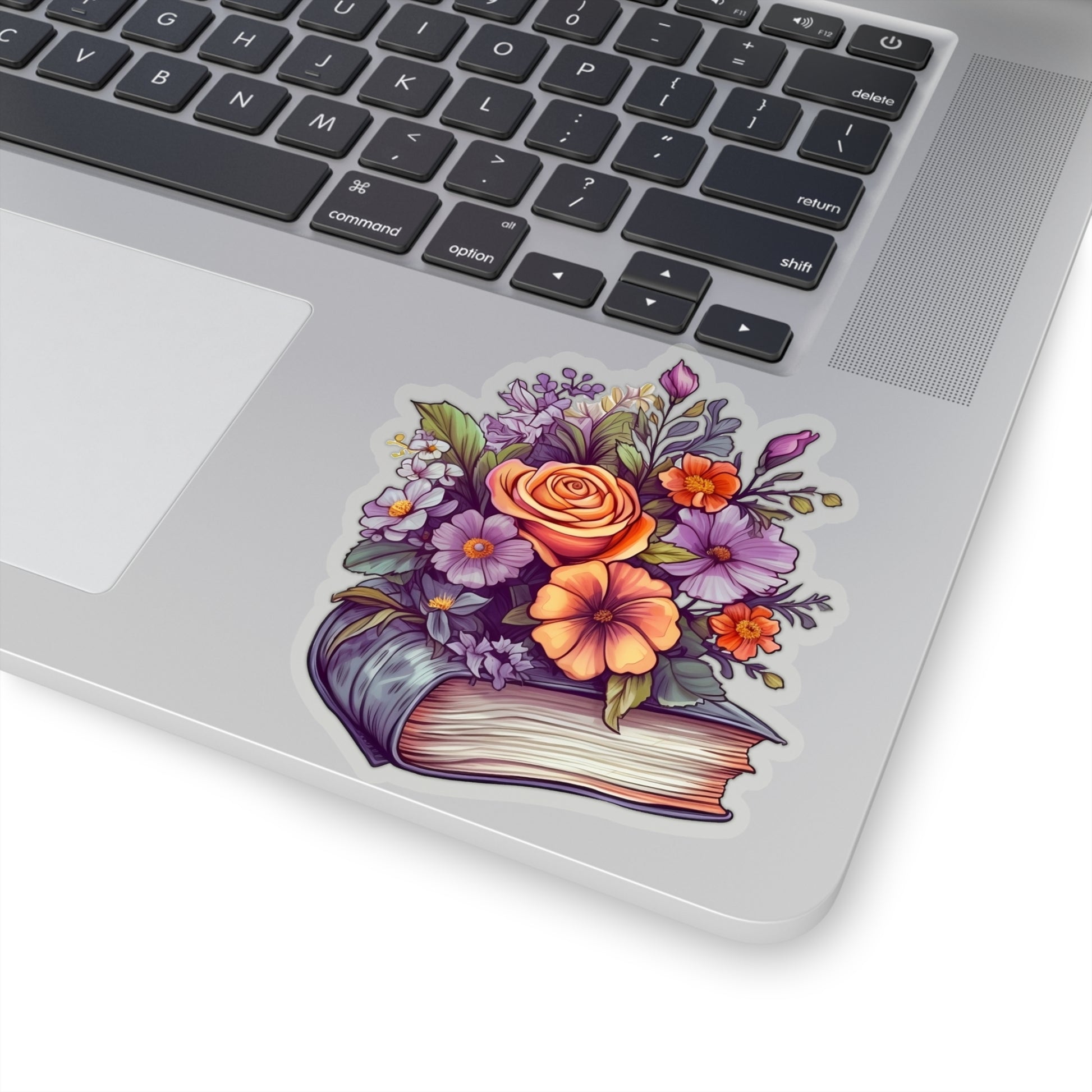 Book with Flowers Sticker, Library Reading Art Laptop Decal Vinyl Cute Waterbottle Tumbler Car Waterproof Bumper Die Cut Wall Clear Starcove Fashion