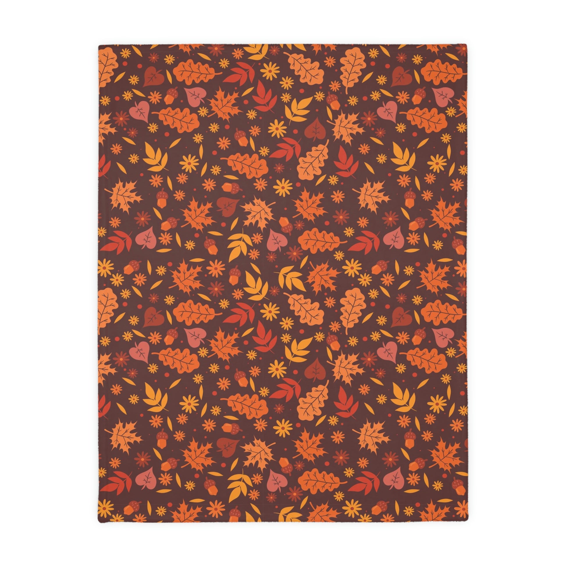 Fall Leaves Double Sided Blanket, Throw Autumn Fleece Thanksgiving Minky Velveteen Two Reversible Brown Purple Bed Soft Small Large Sofa Starcove Fashion