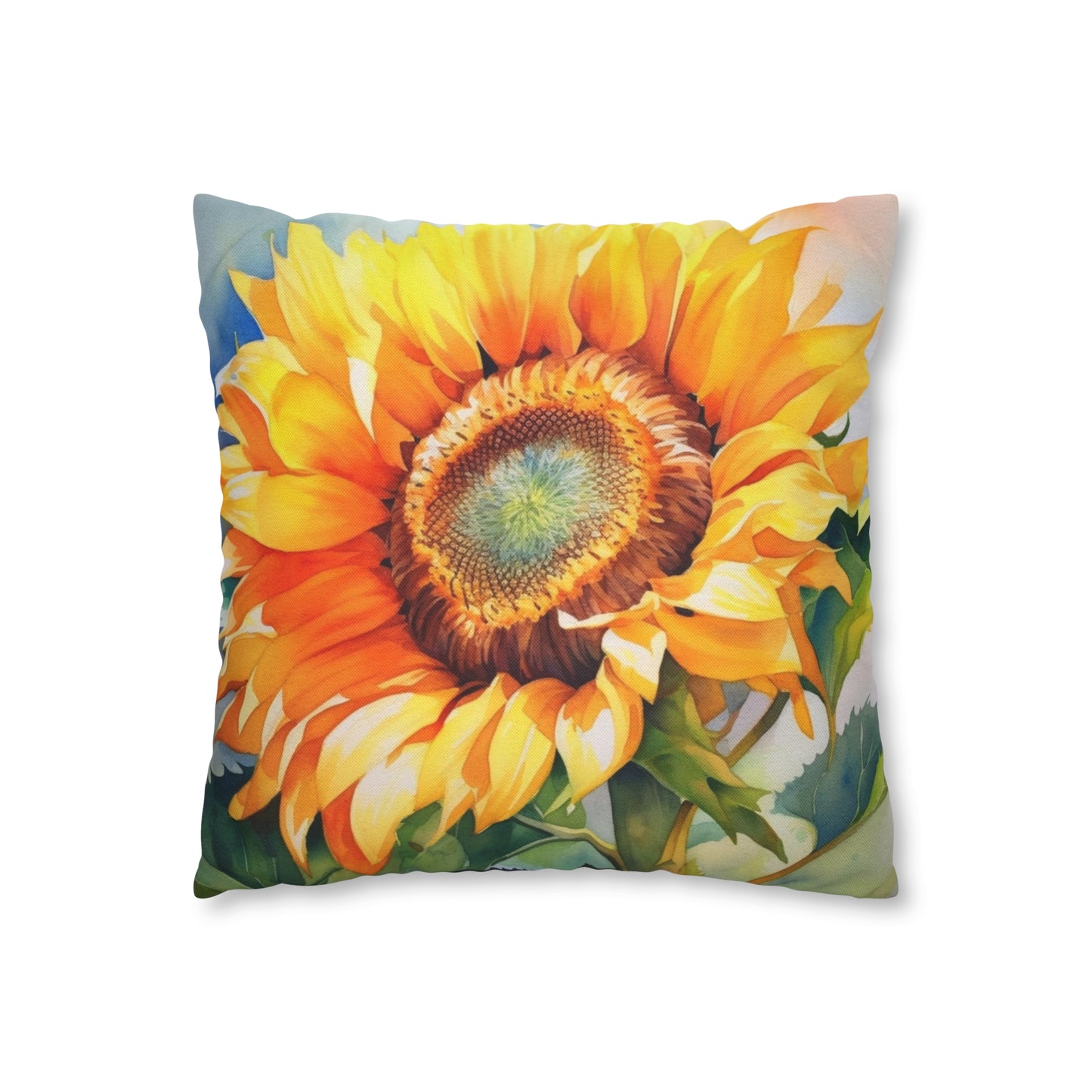 Sunflower Pillow Case, Square Throw Decorative Cover Room Décor Floor Couch Cushion 20 x 20 Zipper Sofa
