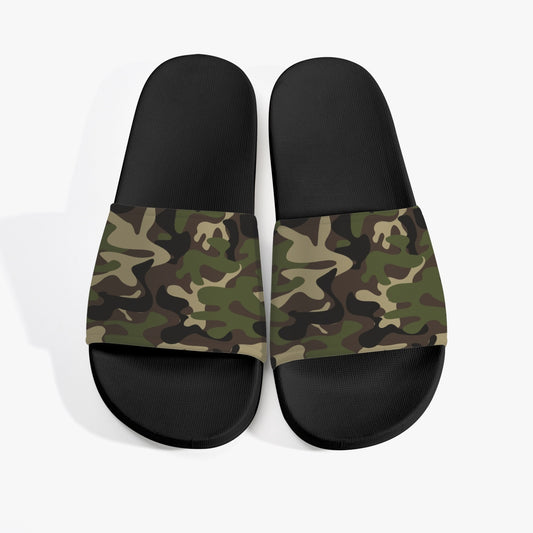Camo Slides Sandals, Green Camouflage Men Women Designer Shoe Flat Wedge Slippers Casual Slippers Flip Flops Slip On Starcove Fashion