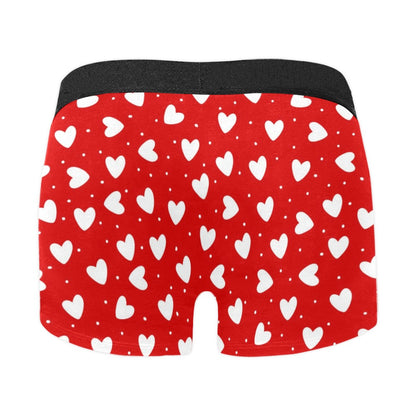 Red Hearts Men Boxer Briefs, Valentine's Day for Him Romantic Print Underwear Pouch Sexy Boyfriend Plus Size Gift Male Honeymoon Birthday Starcove Fashion