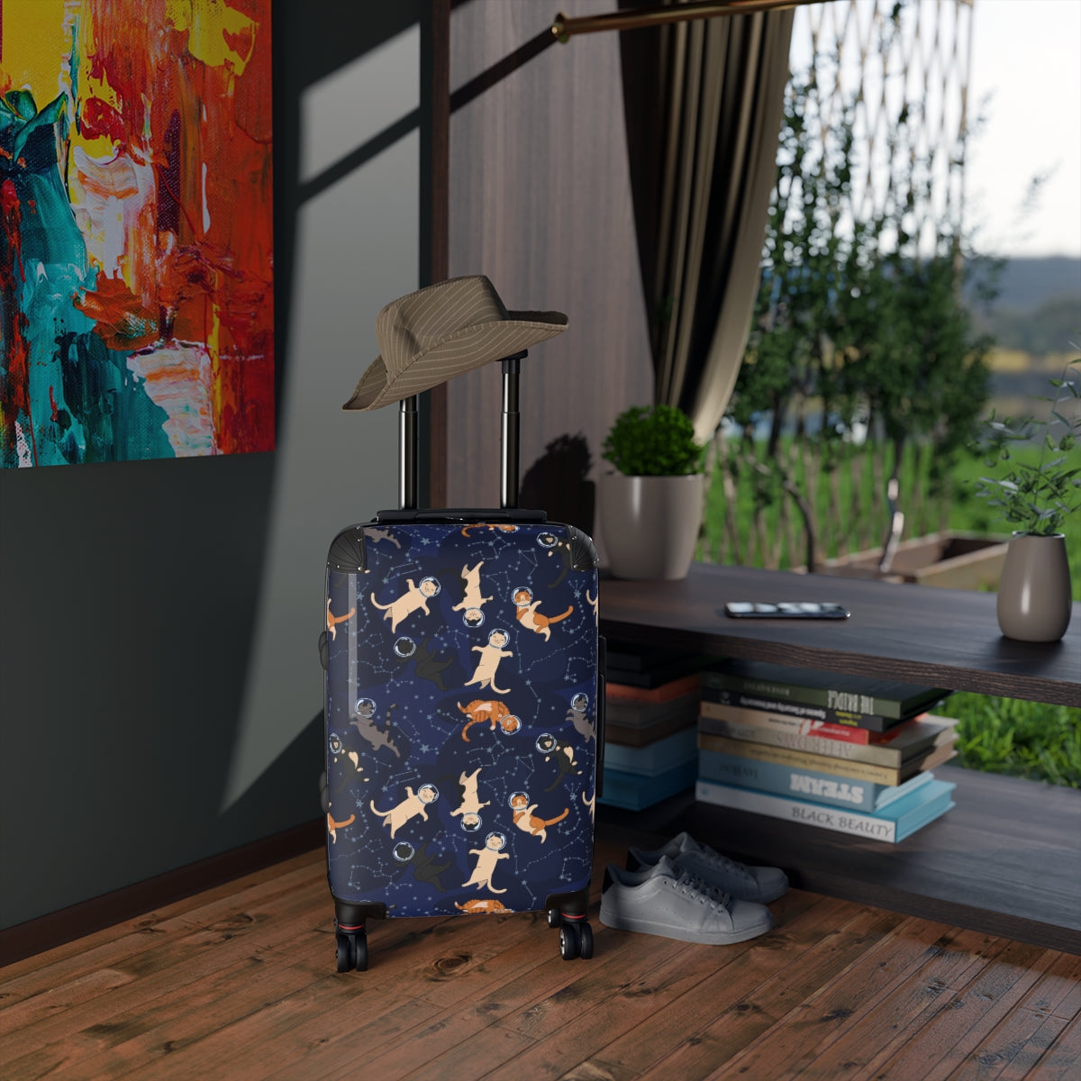 Cats in Space Cabin Suitcase Luggage, Constellation Cute Carry On Travel Small Large Rolling Spinner Wheels Designer Hard Shell Case Starcove Fashion