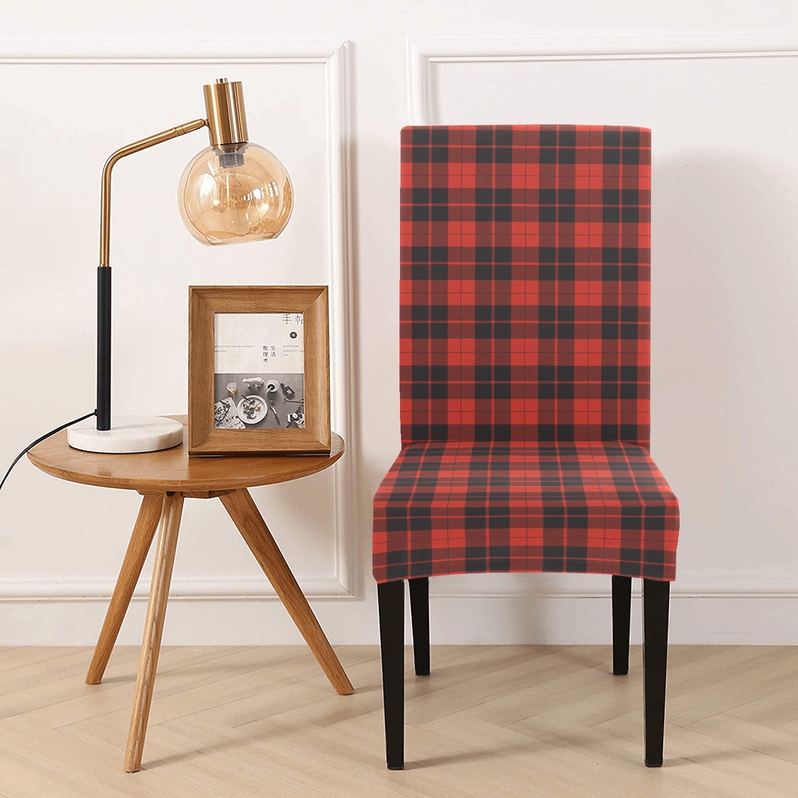 Buffalo Check Dining Chair Seat Covers, Black Red Plaid Stretch Slipcover Furniture Dining Room Home Decor Starcove Fashion