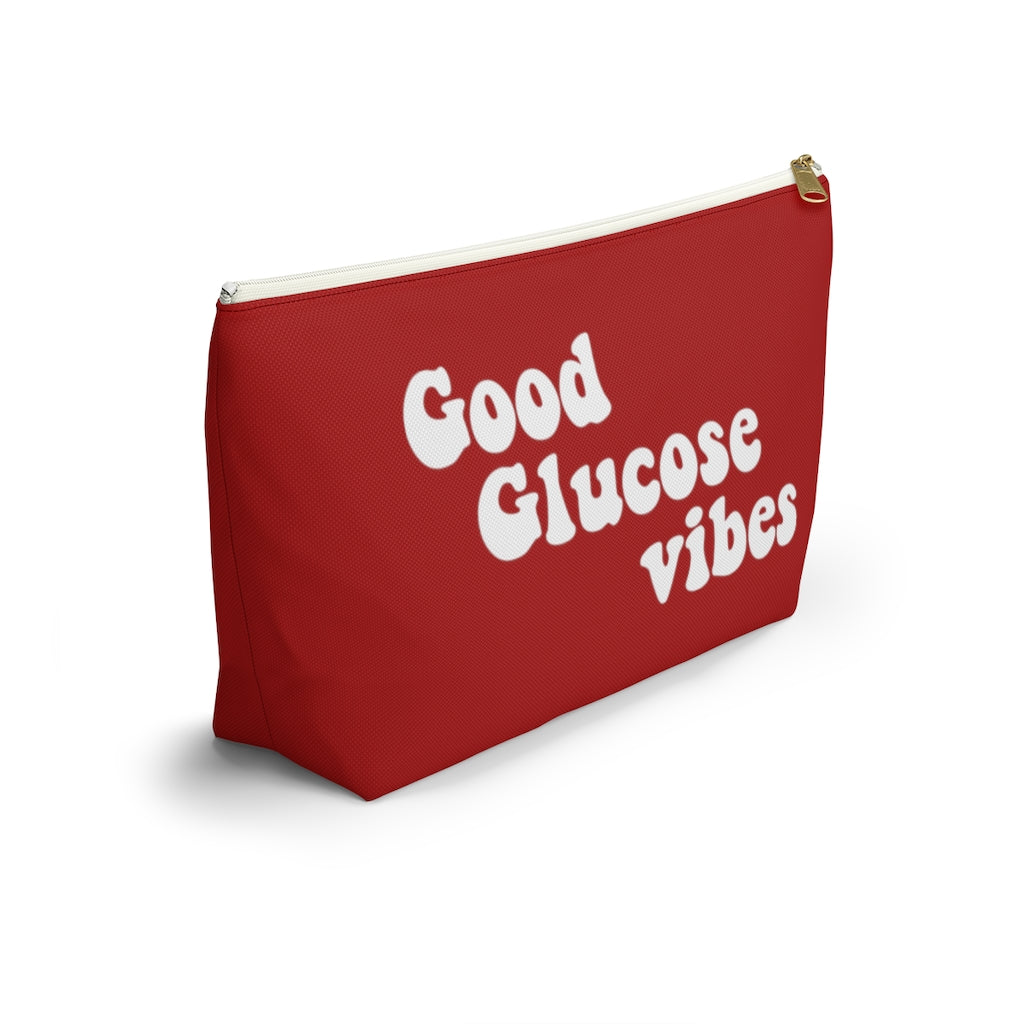 Good Glucose Vibes, Diabetes Supply Bag Diabetic Type 1 One, Type 2 Stuff Funny Awareness Travel Accessory Red Zipper Pouch w T-bottom Gift Starcove Fashion
