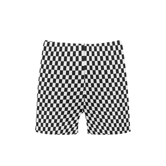 Checkered Boys Swim Trunks Shorts (2-7), Black White Bathing Suit Check Beach Swim Toddler Kids Inner Lining Drawstring Casual Swimsuit Starcove Fashion