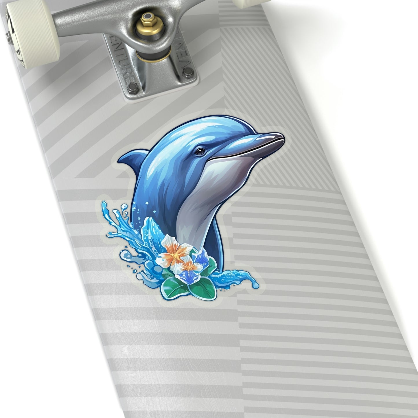 Dolphin Sticker, Floral Art Laptop Decal Vinyl Cute Waterbottle Tumbler Car Waterproof Bumper Aesthetic Die Cut Wall Clear