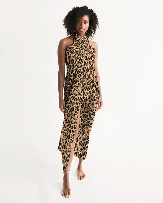 Leopard Print Swimsuit Cover Up Women, Animal Cheetah Wrap Front Sarong Bikini Bathing Suit Beach Sexy Long Flowy Skirt Dress Coverup Starcove Fashion