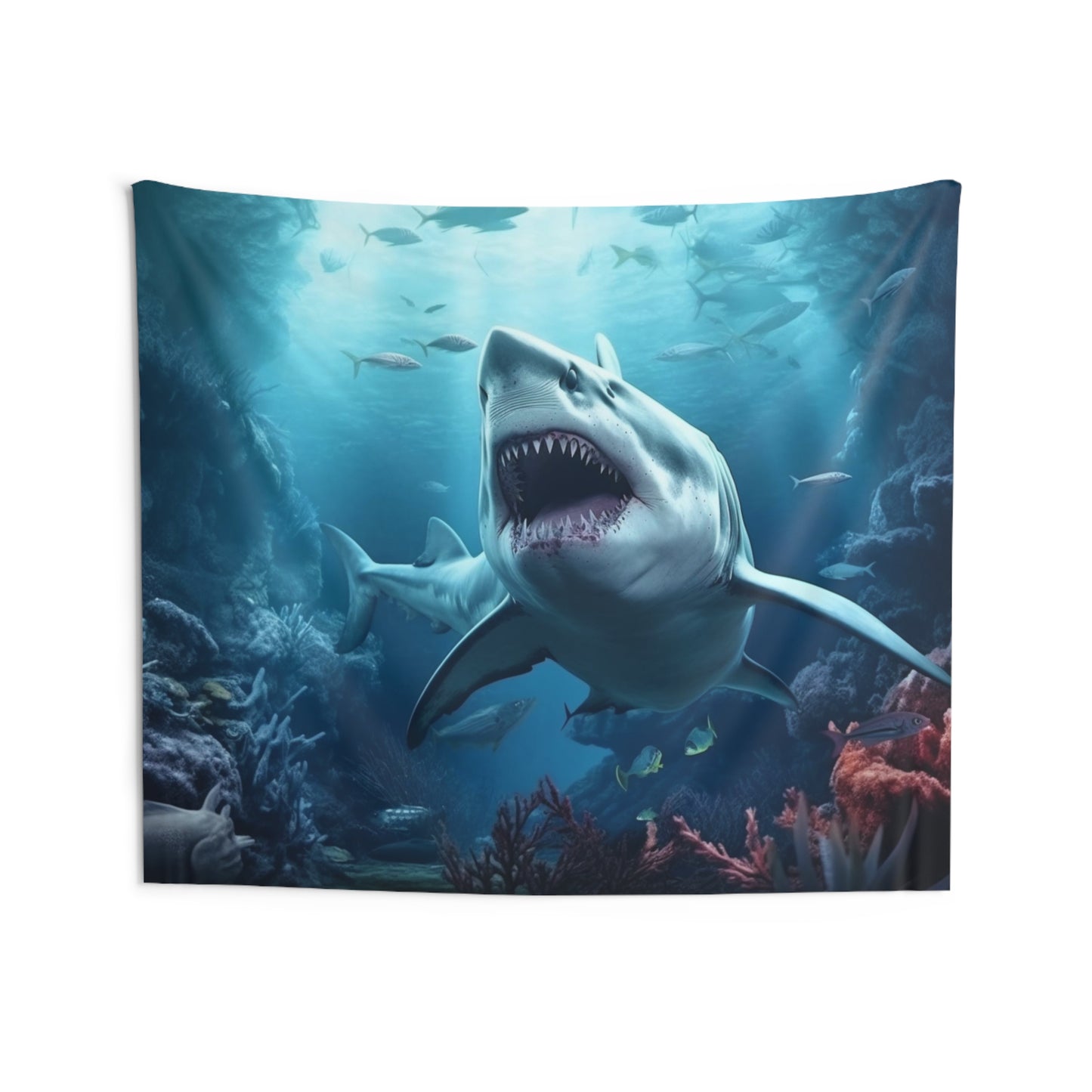 Great White Shark Tapestry, Underwater Wall Art Hanging Landscape Indoor Aesthetic Large Small Decor Bedroom College Dorm Room