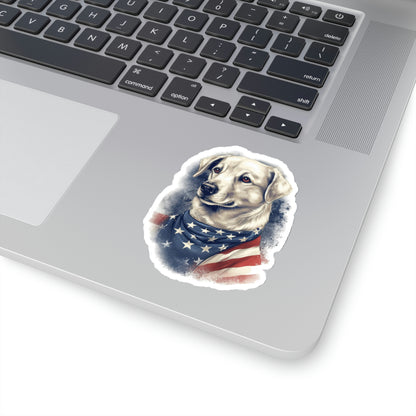 Dog American Flag Sticker, Labrador Retriever USA Patriotic Laptop Decal Vinyl Cute Waterbottle Tumbler Car Waterproof Bumper Aesthetic Wall Starcove Fashion